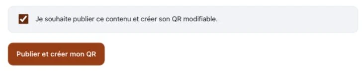 La confirmation de création et de publication initiale.