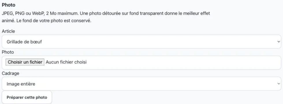 L’article, le fichier et le cadrage de la photo.