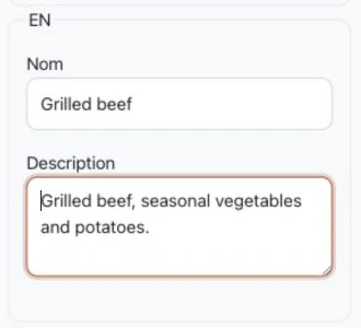 Exemple de traduction anglaise de la grillade.